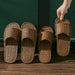 Unisex Comfortable Bamboo Woven Sandals - Non-Slip Rattan Grass Slippers for Spring and Summer