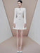 Glamorous White Dress with Rhinestone Accents, Bow Detail, and Slash Neck for Women - Summer 2024 Collection