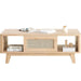 Stylish Rattan-Infused Wooden Coffee Table - Essential for Modern Living Spaces