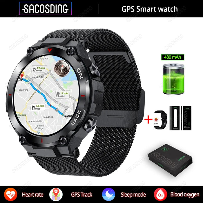 Premium GPS Fitness Smartwatch for Men with Monitoring and IP68 Waterproofing - Activity Tracker for Android and iOS