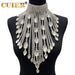 Elegant Silver Chain Choker Necklace with Crystal AB Rhinestone Tassels - Perfect for Weddings and Glamorous Occasions