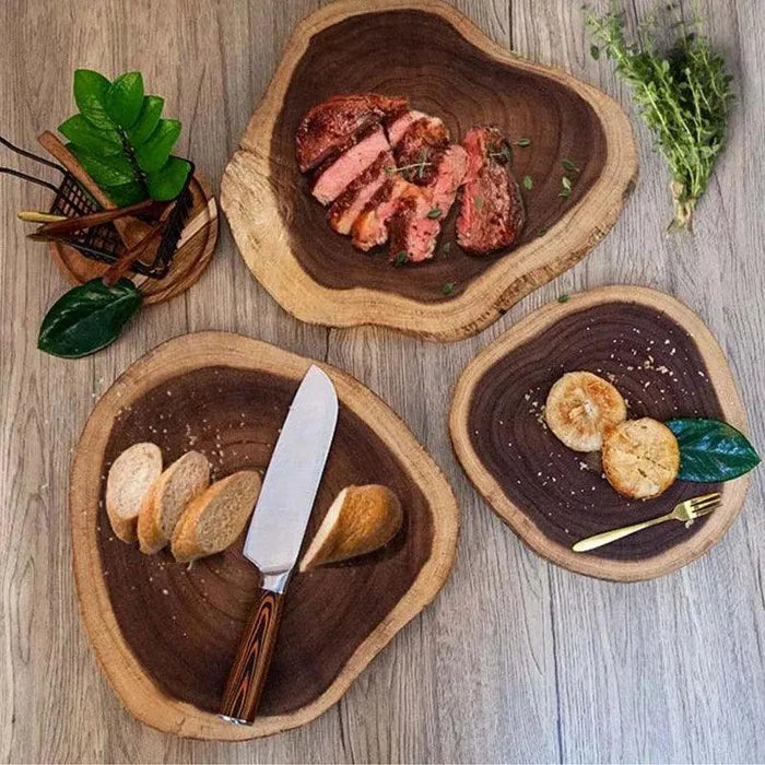 Elegant Acacia Wood Charcuterie and Bread Serving Board - Seamless Design