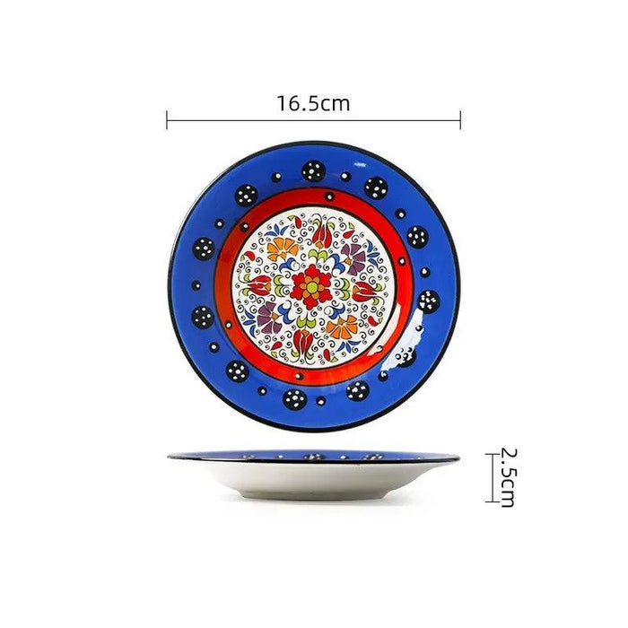 Hand-Painted 6.5-Inch European Ceramic Plates - Exquisite Salad and Fruit Dish for Home Dining