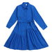 Girls' Spring Autumn Button-Up Dress in Solid Blue and Pink for Ages 6-16