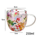 Elegant Double Walled Floral Glass Mug - High Borosilicate Coffee and Tea Cup with Handle