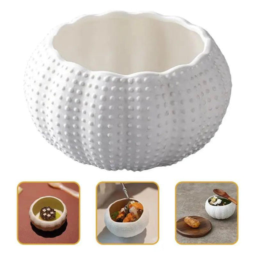 Chic White Sea Urchin Ceramic Dipping Bowl - Essential Dining Accessory