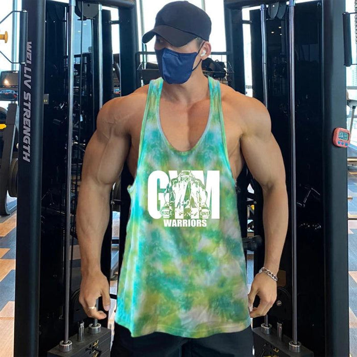 Men's Camouflage Y-Back Stringer Tank - Stylish Fitness Top for Gym and Bodybuilding