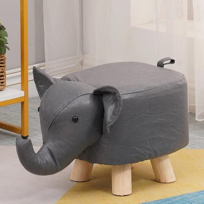 Charming Cartoon Animal Wooden Stool for Kids - Fun and Portable Shoe Changing Seat