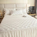 Plush Quilted Mattress Protector with Solid Color Bed Skirt - Skin-friendly Bedspread (No Pillowcase)