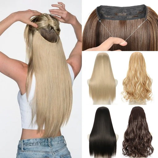 Blonde and Black Halo Hair Extension for Effortless Volume and Length