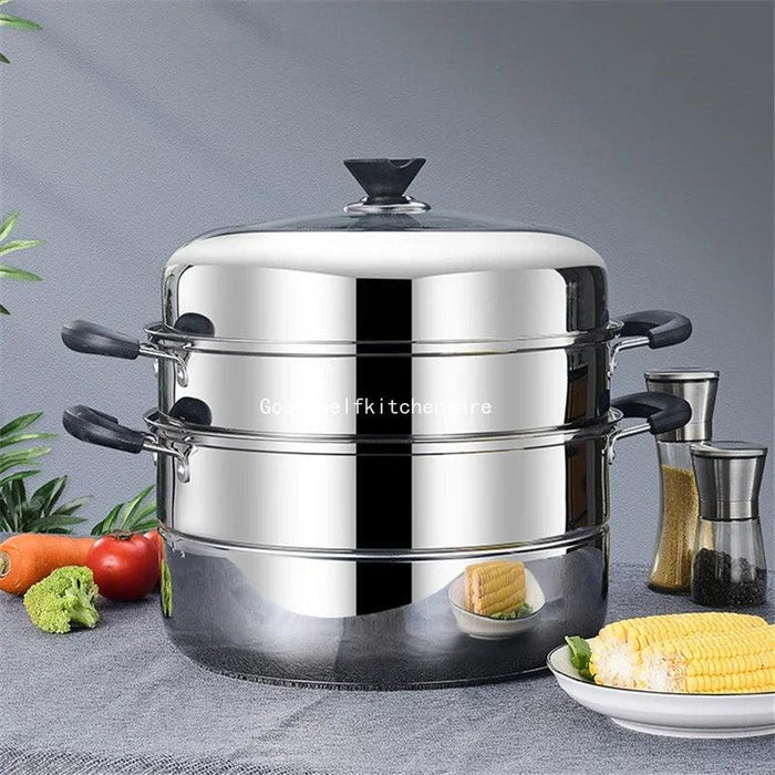 Deluxe Stainless Steel Multi-Layer Steamer for Optimal Home Cooking