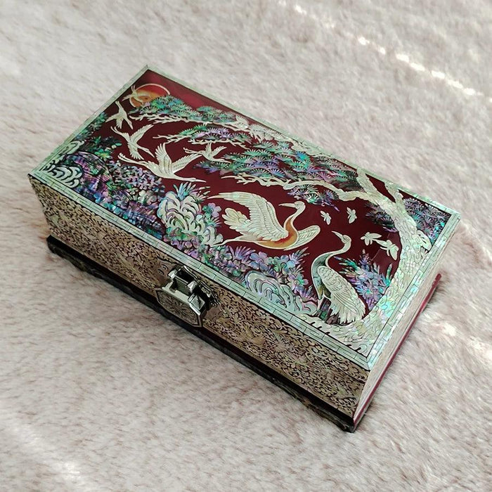 Elegant Handcrafted Mother of Pearl Jewelry Box with Mirror - Stylish Vanity Organizer for Women