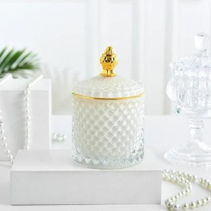 Amber Radiance Crystal Glass Storage Jar with Lid for Jewelry and Event Decor