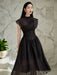 Chic High Waist Pleated A-line Dress for Women