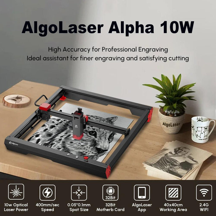 Alpha 10W High-Performance CNC Laser Engraver and Cutter Kit for Precision Woodworking & Metal Design