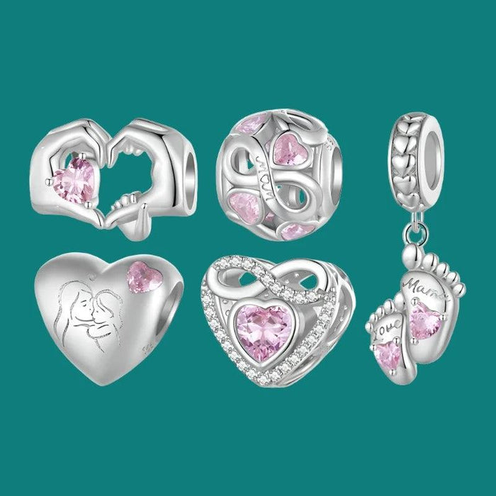 Cherished Memories: 925 Sterling Silver Baby Footprint Heart Charm Pendant