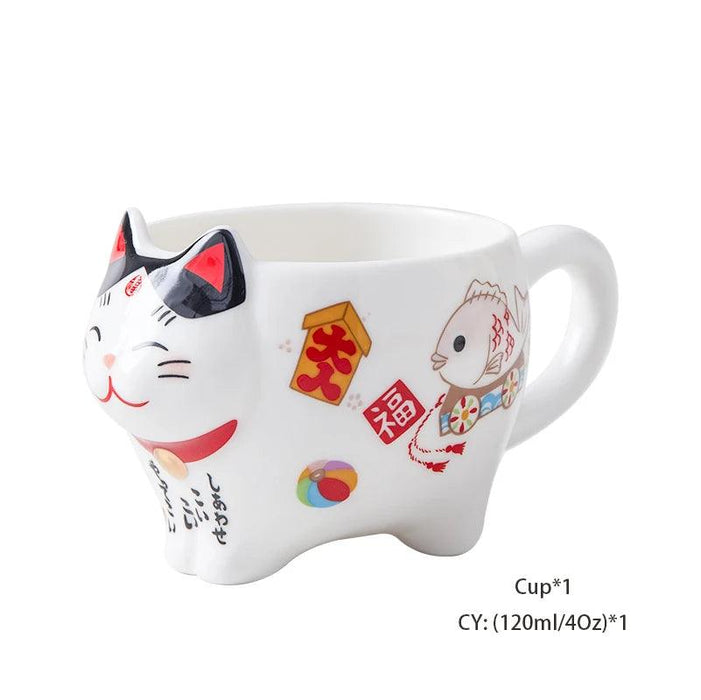 Delightful Japanese Fortune Cat Ceramic Tea Set - Exquisite Teapot and Teacup Ensemble for Tea Lovers