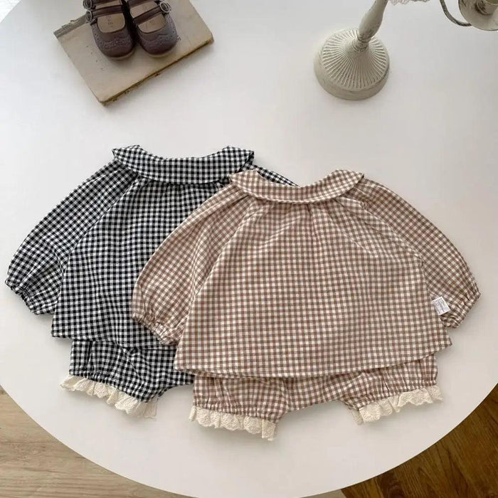 Adorable Plaid Long Sleeve Set for Girls