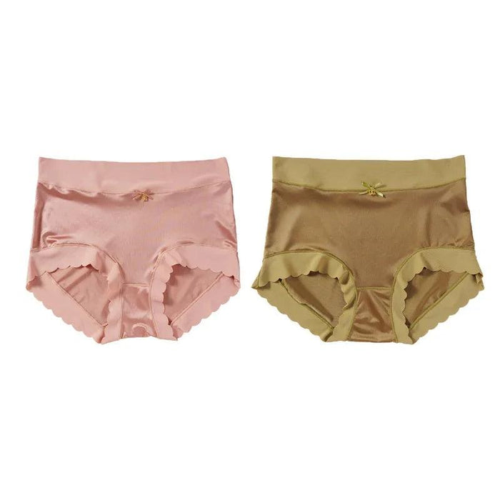 Premium 2-Pack Women's High-Waisted Seamless Satin Silk Briefs