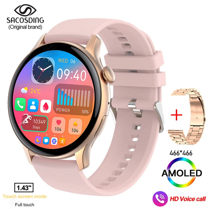 Stylish Women's Bluetooth Smartwatch with Customizable AMOLED Display and NFC Integration