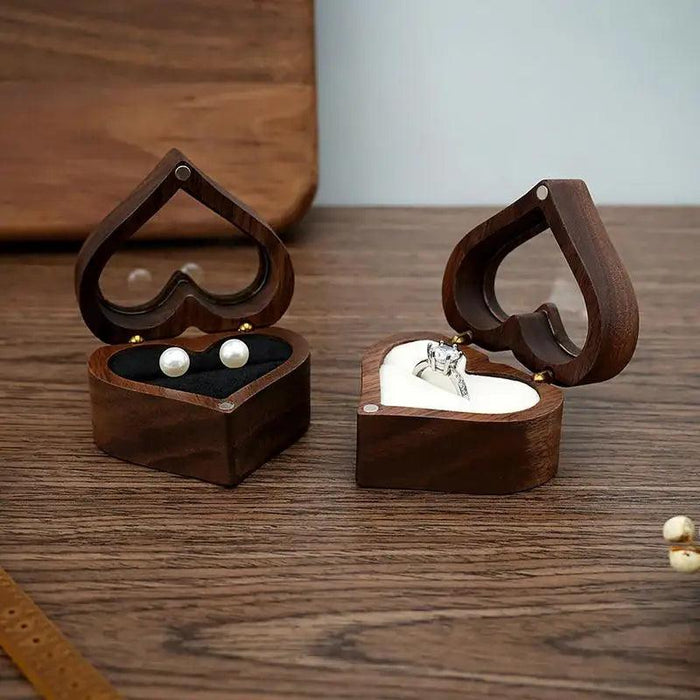 Elegant Heart-Shaped Walnut Jewelry Box - The Perfect Love Token for Special Moments