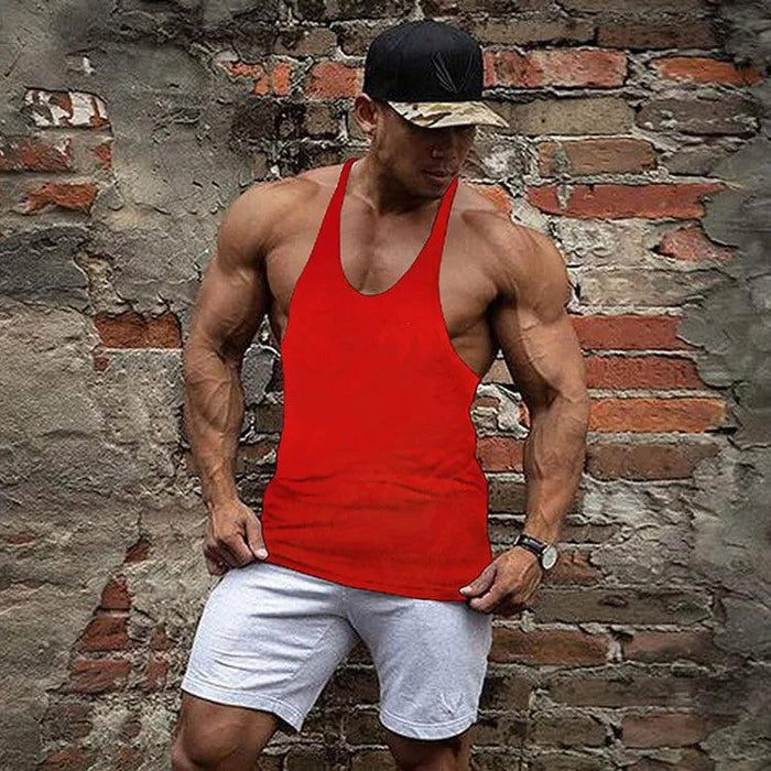 Men's Sleeveless Cotton Tank Top for Bodybuilding and Fitness - Muscle Stringer Vest