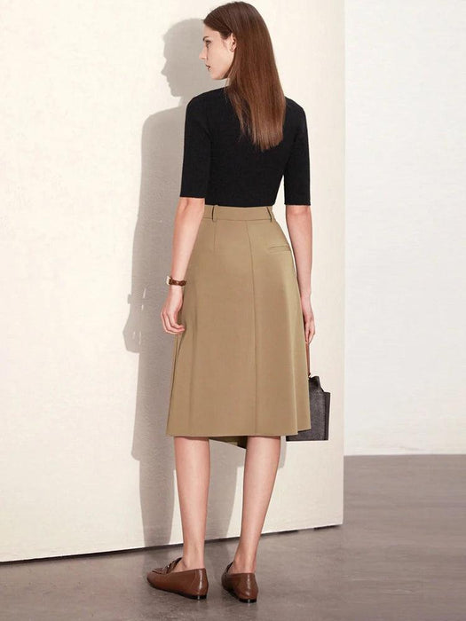 Women's High Waist A-line Minimalist Skirt - Irregular Design for Versatile Office & Casual Looks - Spring 2023 Collection