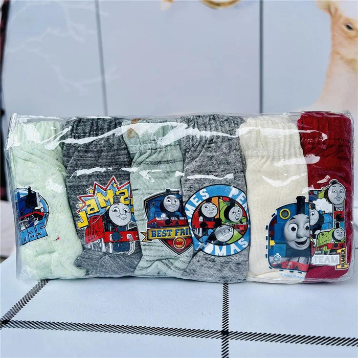 6-Pack Kids Cotton Underwear with Favorite Cartoon Characters - Spiderman, Mickey Mouse, Elsa, and Cars Designs