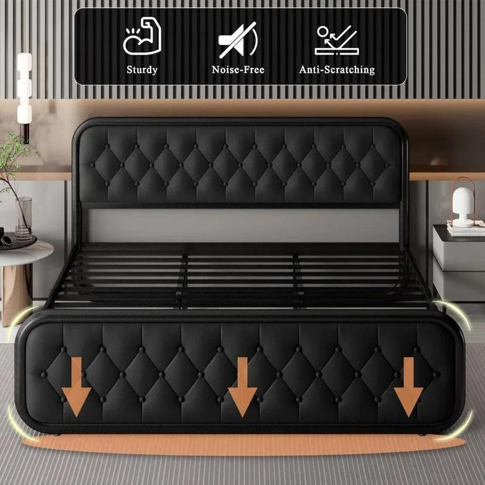 Stylish Faux Leather Bed Frame with Sturdy Support and Smart Under-Bed Storage Solutions