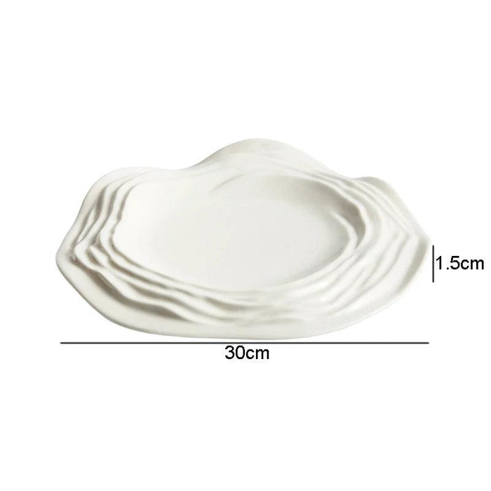 Unique Artisan Ceramic Plate - Irregular Design for Serving Pasta, Steak, Sushi, and Desserts - Elegant Solid Color Tableware