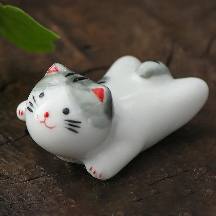 Charming Cat-Themed Ceramic Chopstick Holder - Whimsical Dining Delight