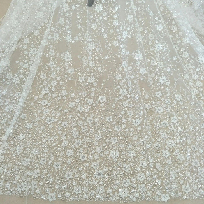 Exquisite Hot Beaded Lace for Bridal Fashion - 51 Inches Wide, Sold by the Yard