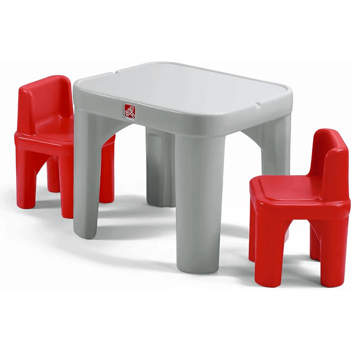 Creative Playtime Table and Chair Set for Kids in Gray and Red