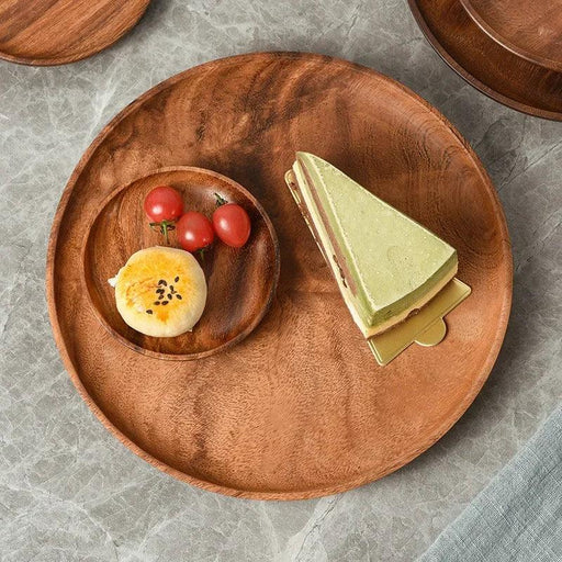 Elegant Acacia Wood Japanese Tableware Collection - Stylish Plates & Serving Tray for All Occasions