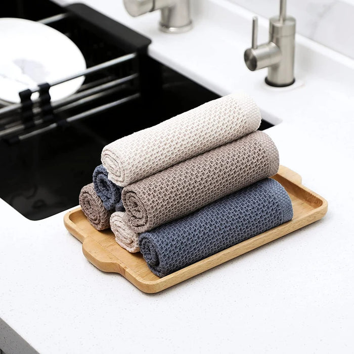 Eco-Friendly Cotton Cleaning Towels - Set of 5 Ultra-Absorbent Kitchen Cloths