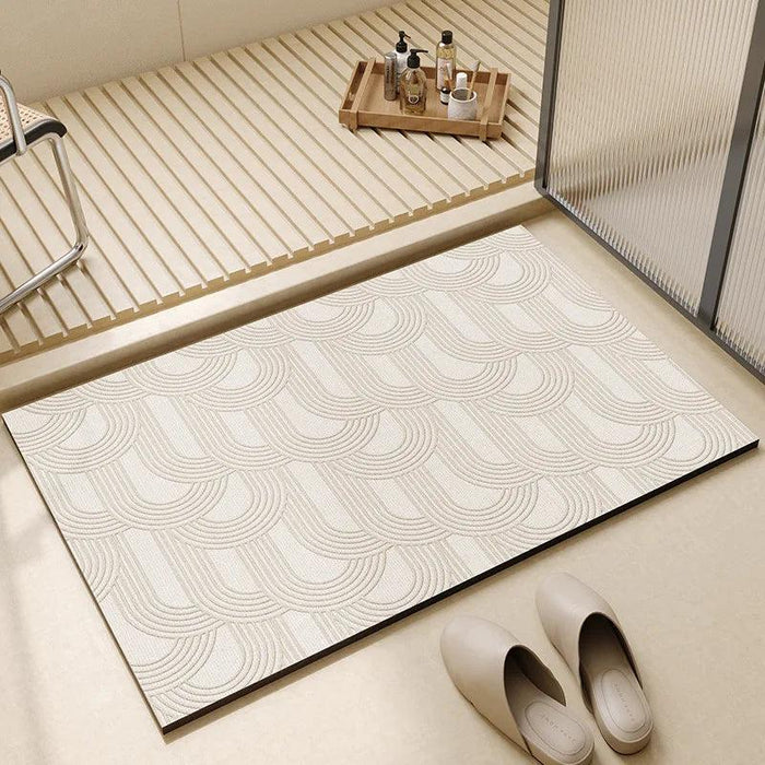 Elegant Diatomite Bath Mat Ensemble - Chic Water-Absorbing Toilet Set