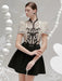Floral Embroidery Lace Top and Pleated Skirt Set