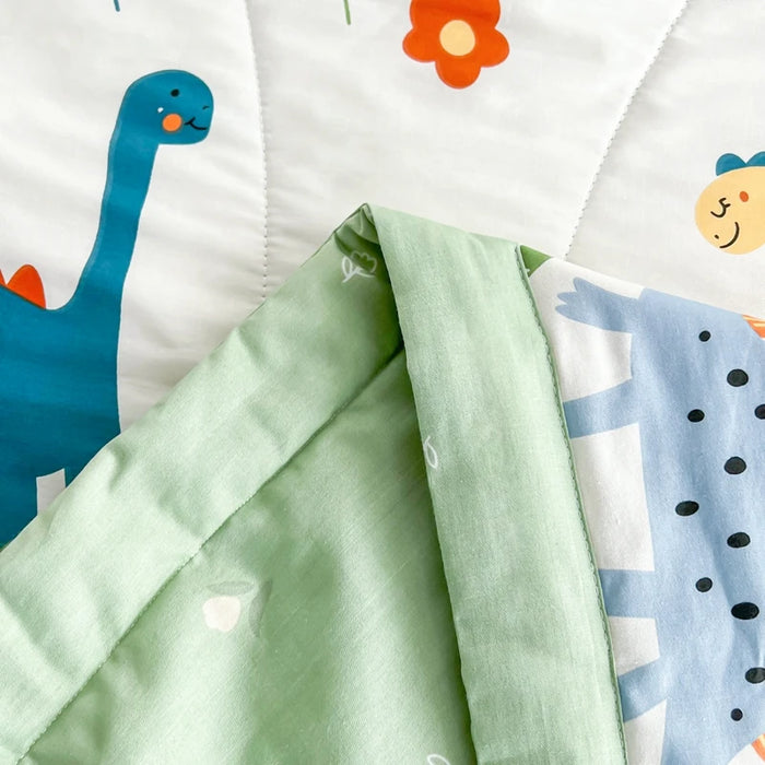 Dinosaur Delight Summer Quilt for Kids - Fun Floral Patterns for Boys' Room Decor