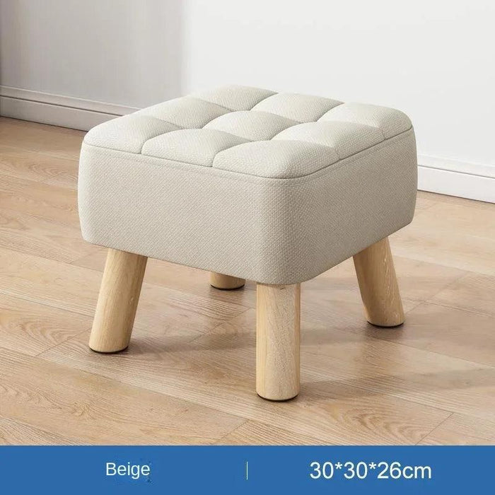 Chic Round Wooden Ottoman - Functional Non-Slip Support for Your Living Space