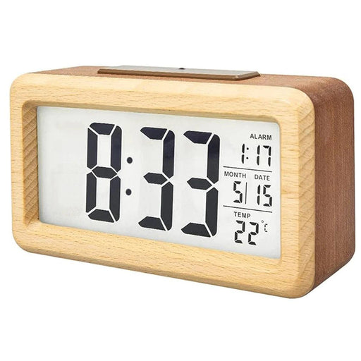 Stylish Wooden Alarm Clock with Temperature and Calendar - Ideal Decorative Gift for Home or Office