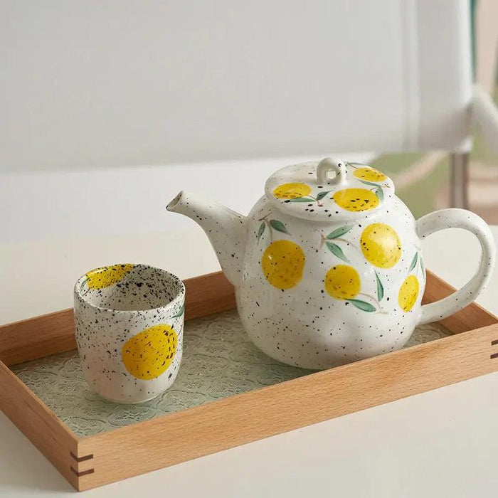 Artisan Japanese Tea Ceremony Set for One - Hand-Painted Teapot and Water Pot Duo