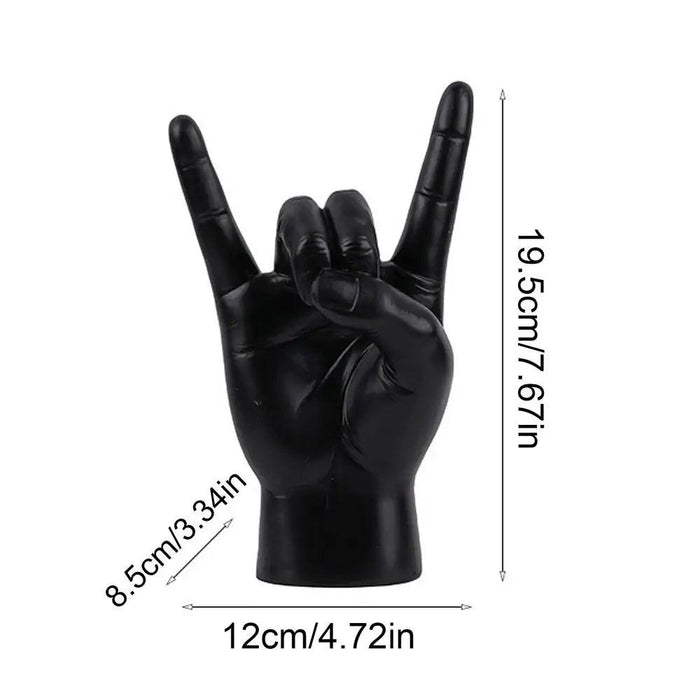 Rock and Roll Hand Gesture Sculpture for Dynamic Home Decoration