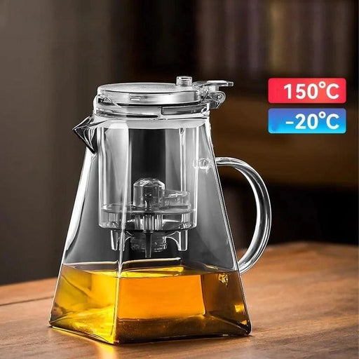 Elegant Glass Teapot Set with Easy Pour Water Release and Removable Filter - 750ml Round Teapot with Cups