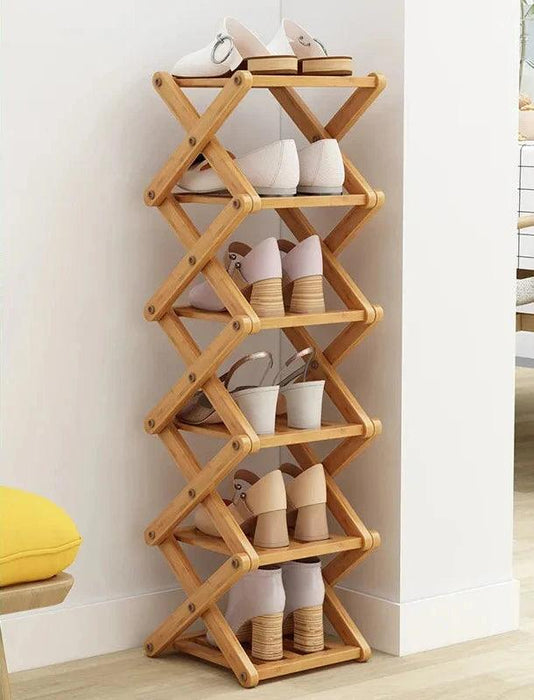 Stylish Multi-Tier Bamboo Footwear Organizer for Efficient Home Storage