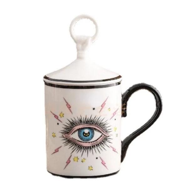 European Charm Ceramic Mug Set with Lid - Stylish Gift Box for a Joyful Drinking Experience