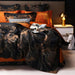 Luxurious Golden Jacquard Satin Bedding Set - 4-Piece Black Duvet & Egyptian Cotton Sheets