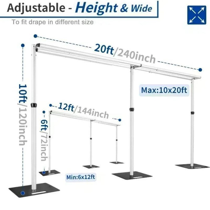 Versatile 3Mx6M Portable Backdrop Stand - Adjustable Aluminum Frame for Events and Weddings