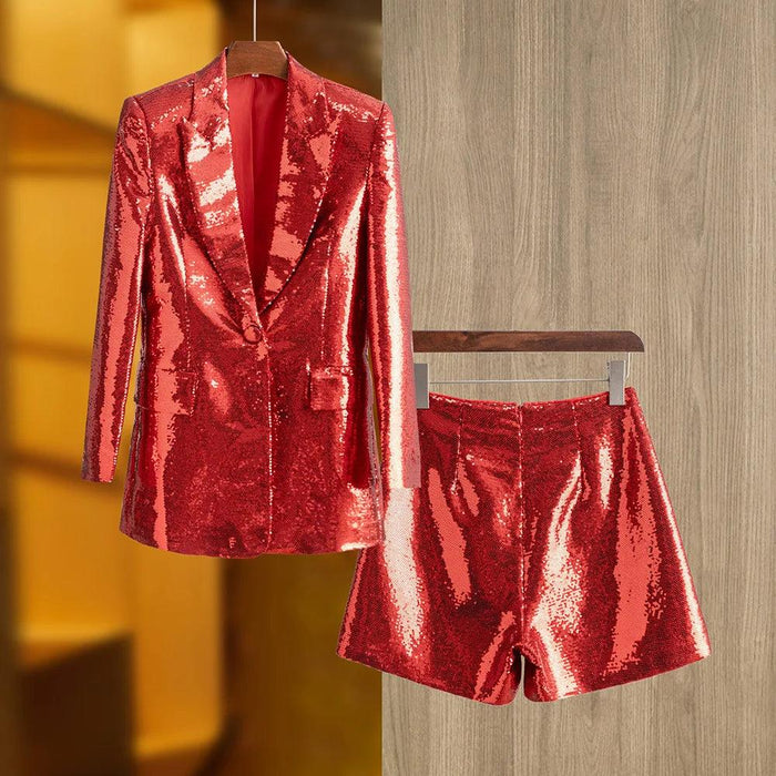 Blazer Shorts Suits Two Piece Sets Sequins