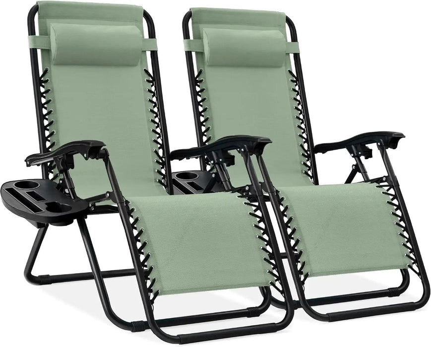 Luxury Zero Gravity Lounge Chairs Set with Accessories in Elegant Black