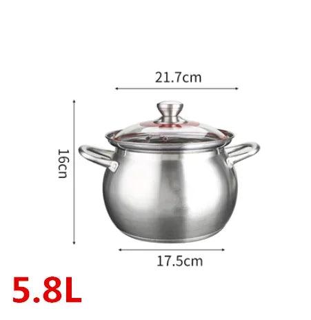 Versatile 304 Stainless Steel Large Soup Pot - Perfect for Gas and Induction Cooking